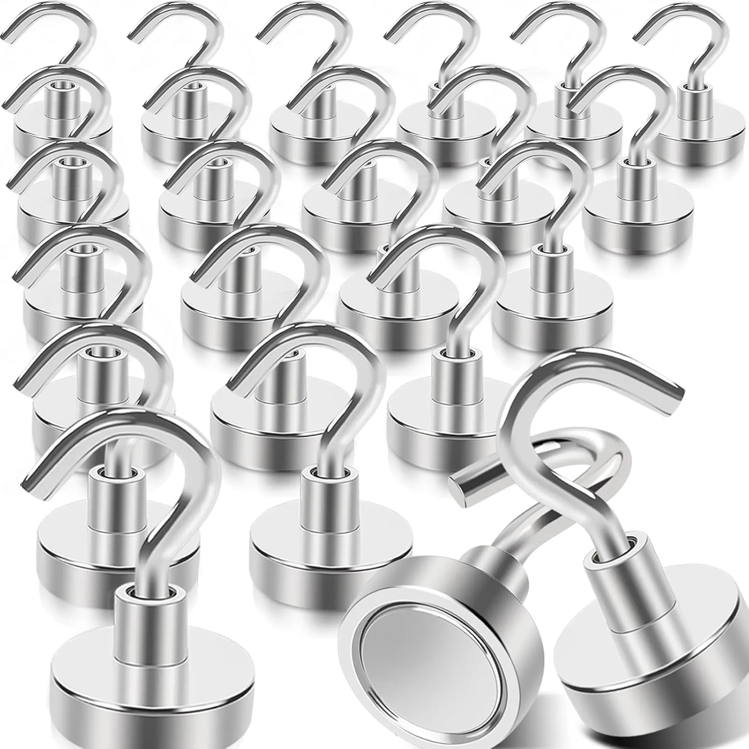 20Pack Magnetic Hooks, 35lb  Strong Magnetic Hooks Heavy Duty Rare Earth Neodymium Magnets with Hooks for Hanging, Heavy Duty Hooks Magnetic for Cruise Cabins Camping Kitchen Fridge Classroom Office