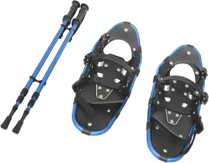 21 Inch Snowshoes & Trekking Poles Bundle for Men Women Youth, Light Weight Snowshoes with Carrying Bag, Adjustable and Flexible Pivot Bar, Fit 35-40EUR Shoes