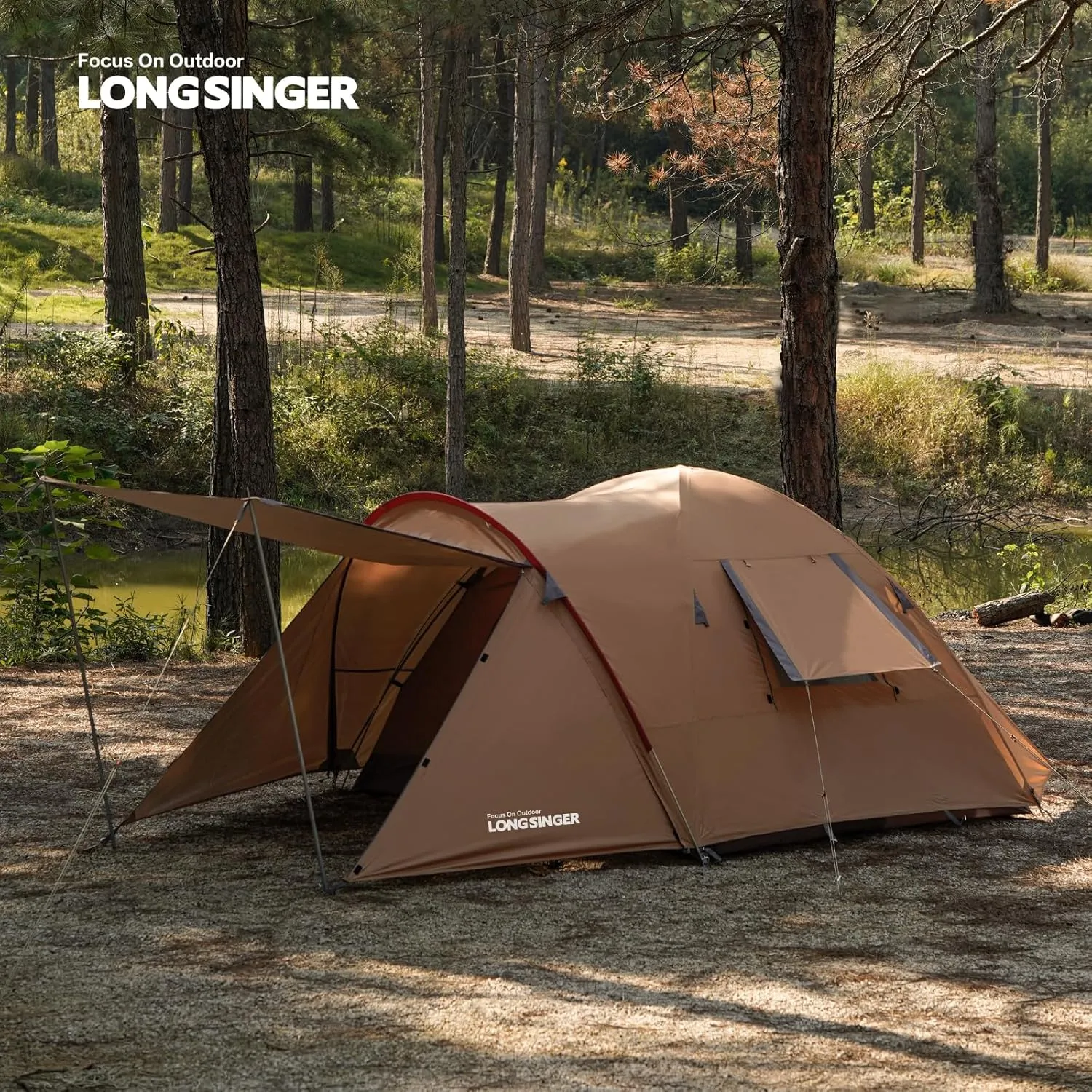 2／3 Person Camping Tent Outdoor Waterproof Family Large Tents 2/3 People Easy Setup Tent with Porch Double Layer