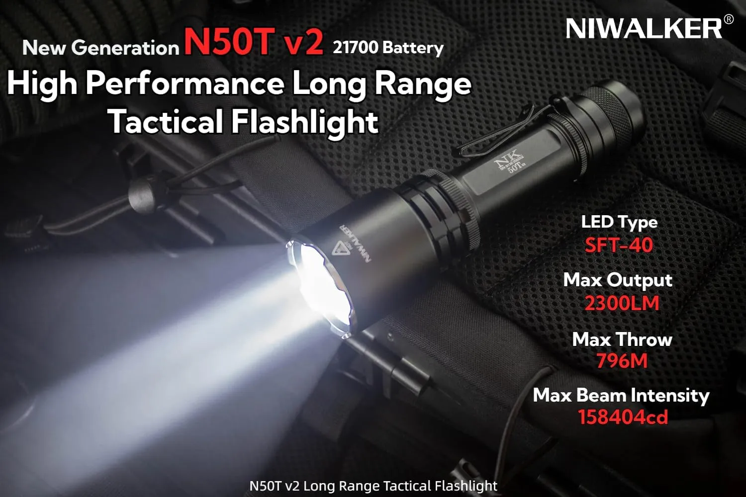 2300 High Lumen Tactical Flashlight, Type C Rechargeable Long Throw Outdoor Flashlights,875 Yards Long Range, IP68 ‎Waterproof Flashlight
