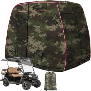 2/4 Passenger Golf Cart Cover Fits EZGO, Club Car, Yamaha Golf Carts with Reflective Strips, All Weather Protection/Waterproof/Snowproof/Windproof/Sunproof/Full Gold Cart Covers
