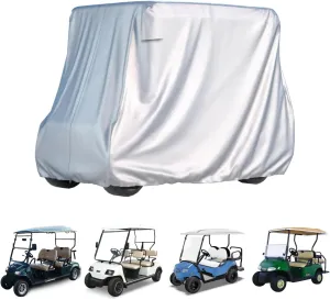 2/4 Passenger Golf Cover for Yamaha EZGO Club Car, 500D Silver Coated Waterproof Durable Polyester Golf Cover, Windproof,Sunproof,Dust Proof (95x48x73-Silver)