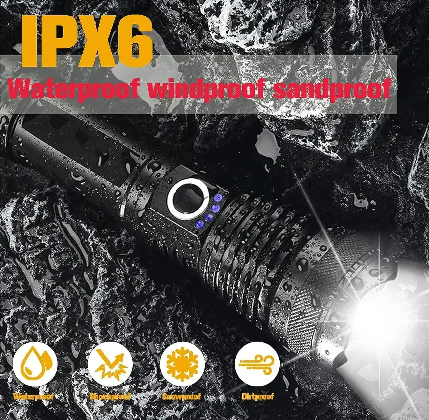 2500m Powerful LED Flashlight 9800lm Super Bright Torch Rechargeable Zoomable 18650 Battery Long Range Camping Lantern