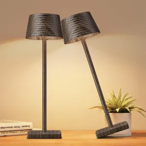 2Pack Cordless Table Lamps Rechargeable,Battery 6000mAh LED Portable Lights for Outdoor/Patio/Restaurant/Indoor Desk Lamp - IP54 Waterproof 3 Colors Stepless Dimming (2pack Walnut)