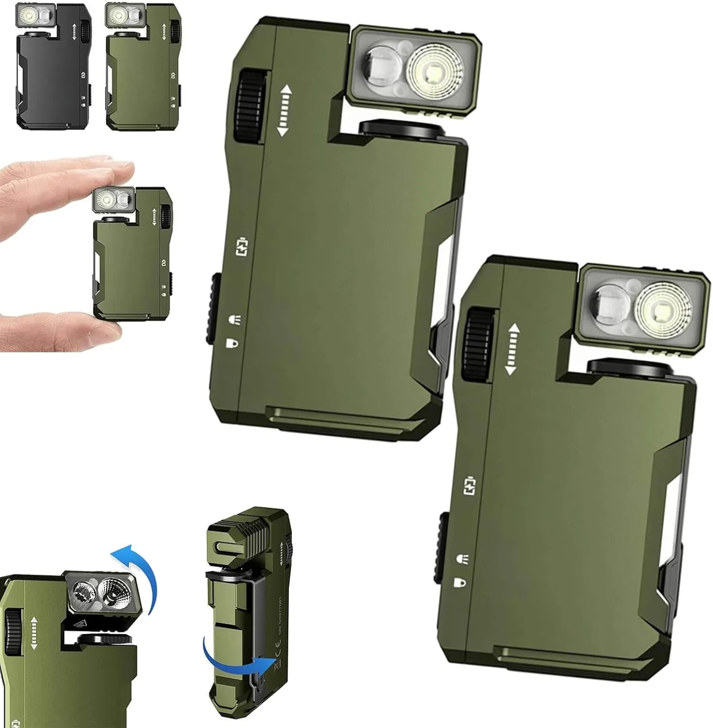 2PC G5 Rechargeable EDC Flashlight – 400 Lumen Magnetic Mini Flashlight, Waterproof Pocket LED Flashlight for Outdoor, Home, Car, Emergency Use (Green*2)