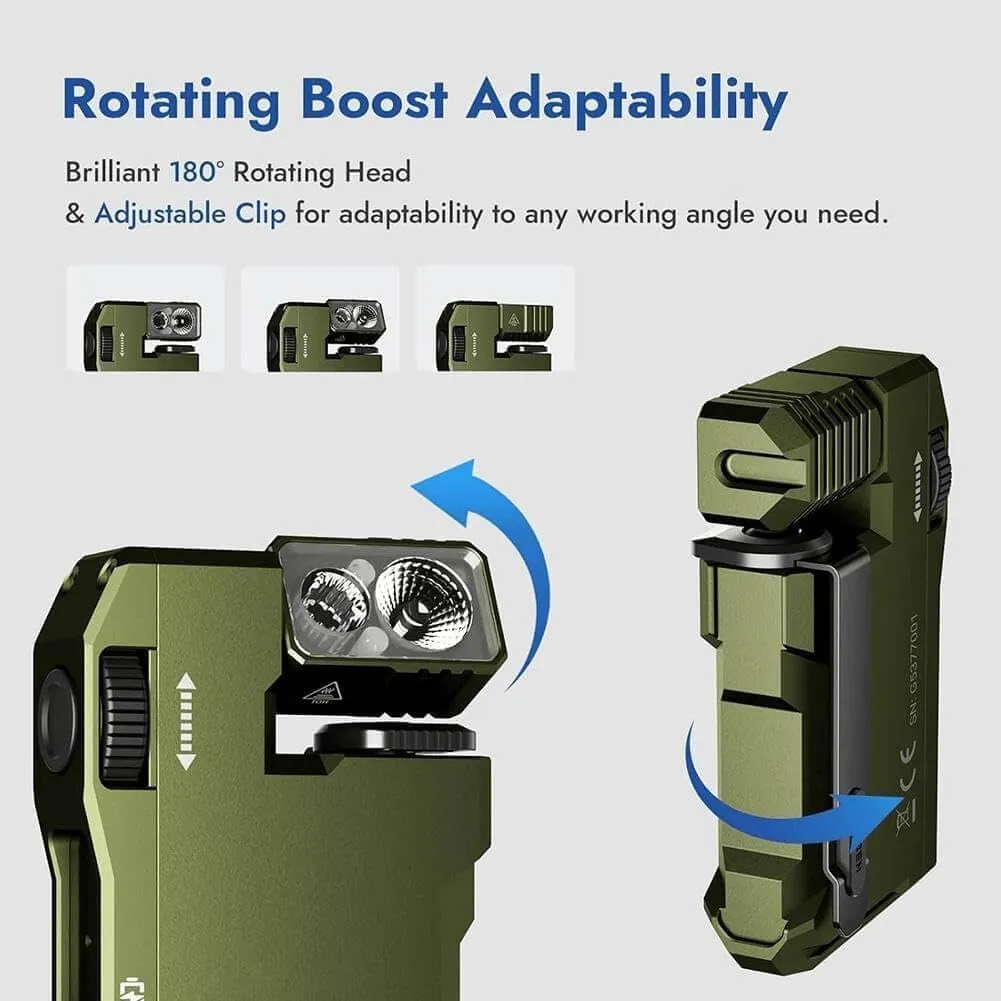 2PC G5 Rechargeable EDC Flashlight – 400 Lumen Magnetic Mini Flashlight, Waterproof Pocket LED Flashlight for Outdoor, Home, Car, Emergency Use (Green*2)