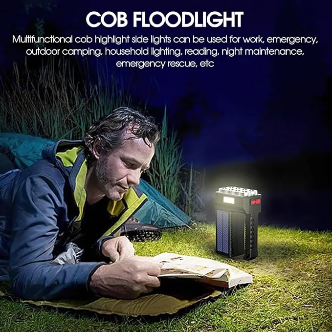 2pcs Flashlight Rechargeable Flashlights, 100000 High Lumens Super Bright 8 LED COB Sidelight with 3 Modes, Portable Lightweight Waterproof Spotlight Flashlight for Emergency (Black) (1) (2PCS)