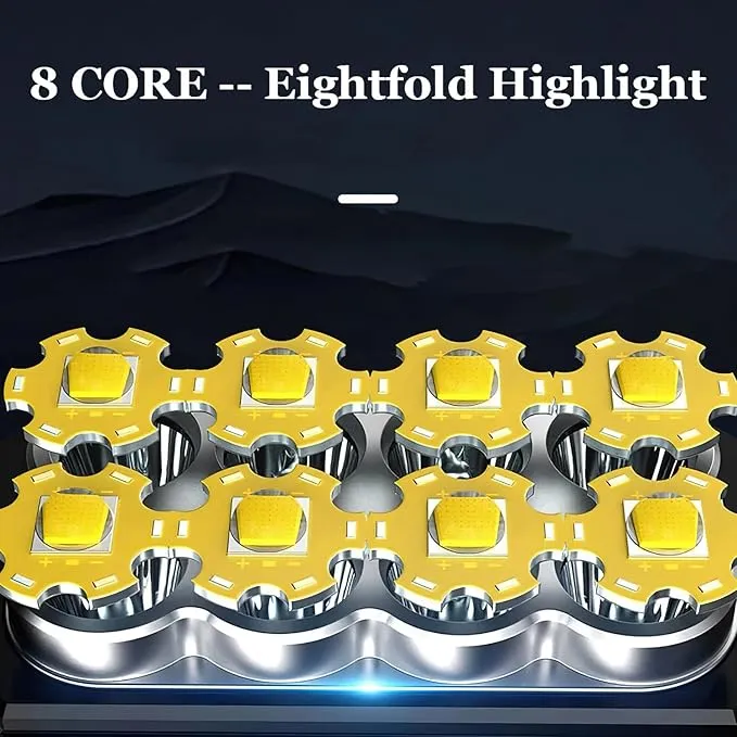2pcs Flashlight Rechargeable Flashlights, 100000 High Lumens Super Bright 8 LED COB Sidelight with 3 Modes, Portable Lightweight Waterproof Spotlight Flashlight for Emergency (Black) (1) (2PCS)