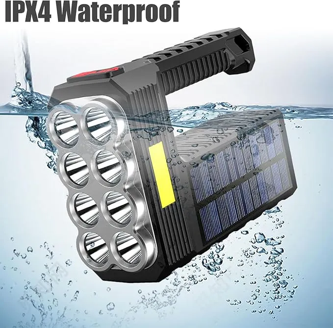 2pcs Flashlight Rechargeable Flashlights, 100000 High Lumens Super Bright 8 LED COB Sidelight with 3 Modes, Portable Lightweight Waterproof Spotlight Flashlight for Emergency (Black) (1) (2PCS)