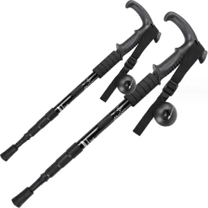 2pcs Trekking Poles, Sturdy Stretchable from Walking Sticks with EVA Grips, for Men and Women Hiking(Black)