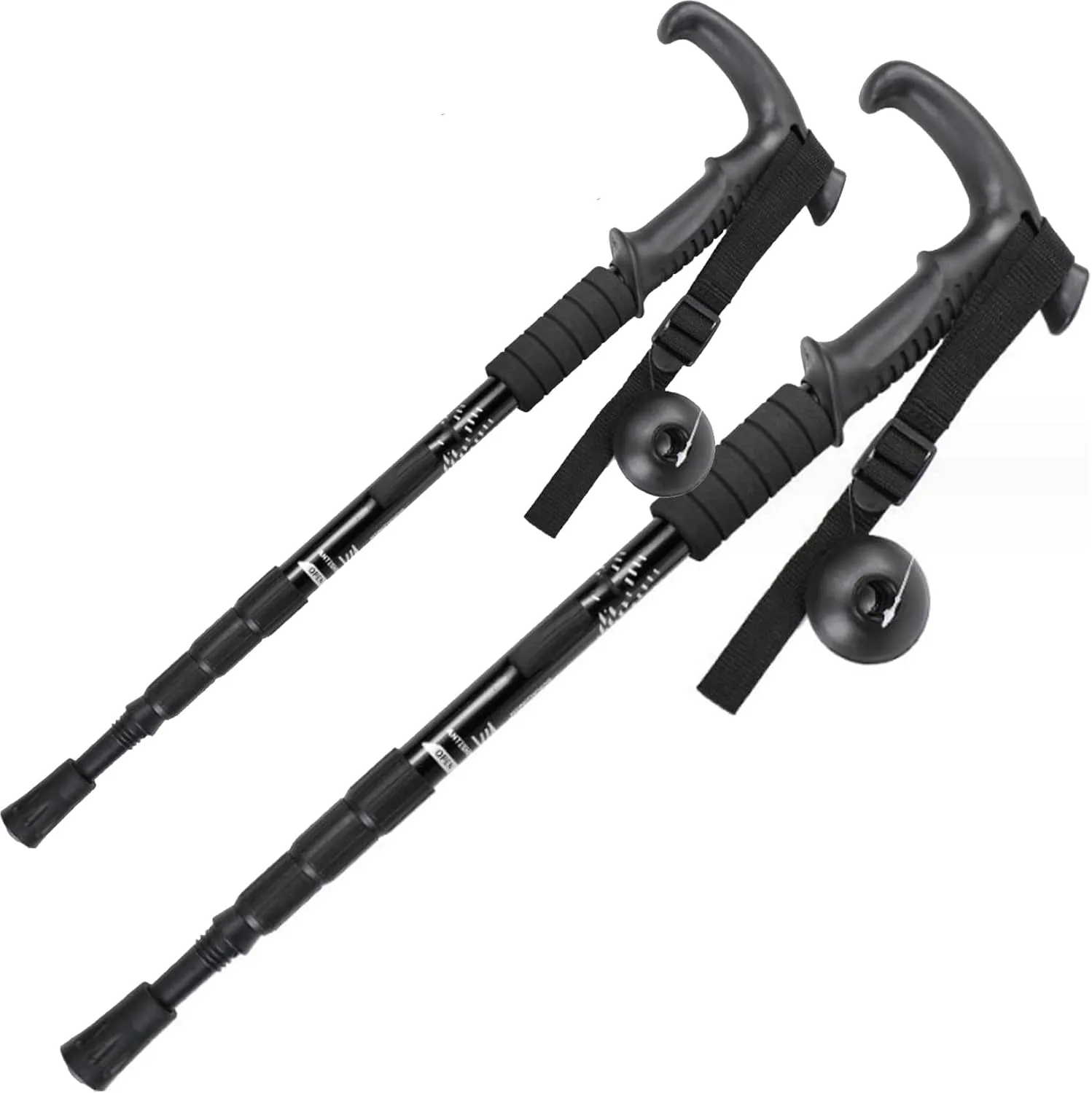 2pcs Trekking Poles, Sturdy Stretchable from Walking Sticks with EVA Grips, for Men and Women Hiking(Black)