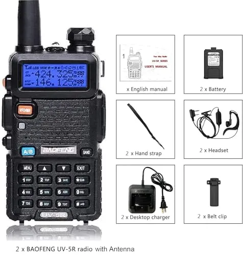 2pcs UV-5R Two Way Radio Handheld Ham Radio Dual Band Walkie Talkie