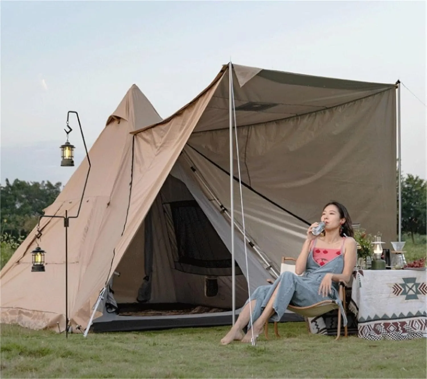 3-4 Person Automatic Aluminum Pole Tent Double Layer Rainproof Quick Opening Tent No Need to Set Up Camping Tent