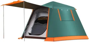 3-4 Person Automatic Camping Tent Instant Tent Easy Setup Two Doors Hiking Tent for Camping Outdoor Mountaineering Travel Easy Set Up (Coffee Color 4) (Green 4)
