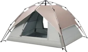 3-4 Person Camping Tent,Waterproof Family Tent For Camping,Quick Setup Instant Tent,Double Layer Anti-UV Beach Canopy Tent,Beach Tents Sun Shelter Pop Up For Hiking,Traveling ( Color : /Gray , Size :