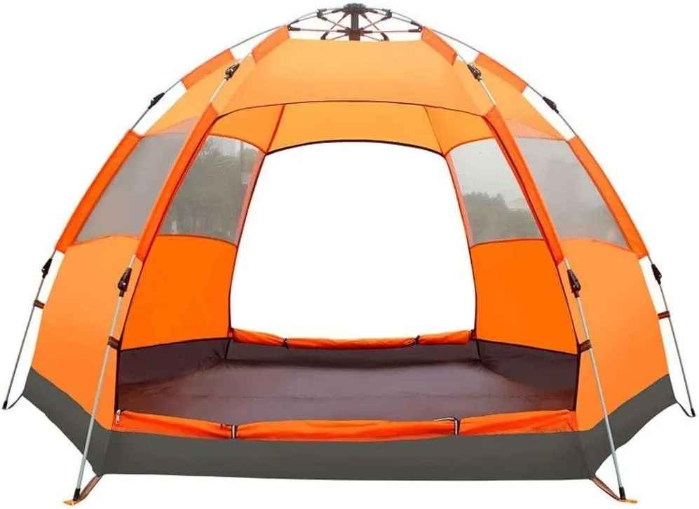 3-4/4-6 Person Hexagonal Mongolian Yurt Tent, Waterproof & UV-Resistant, Double-Layer Automatic Pop-Up Camping Tent