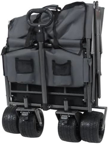 3-in-1 Convertible Folding Wagon Cart with Bench Seat & Storage - 500lbs Heavy-Duty Utility Wagon, 180L Capacity All-Terrain Wheels for Camping, Beach, Sports, Garden (Gray)