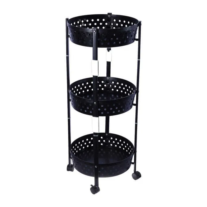 3 Layer Kitchen Trolley, Rolling Utility Cart, Foldable Kitchen Storage Rack