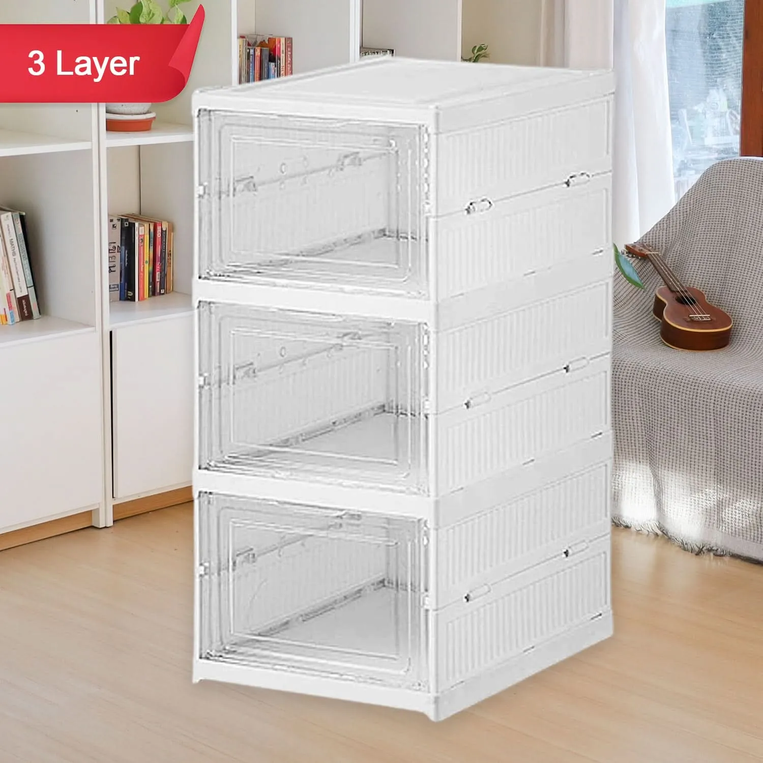 3-Layer Stackable Foldable Storage Organizer Cart – Multifunctional Utility Rack
