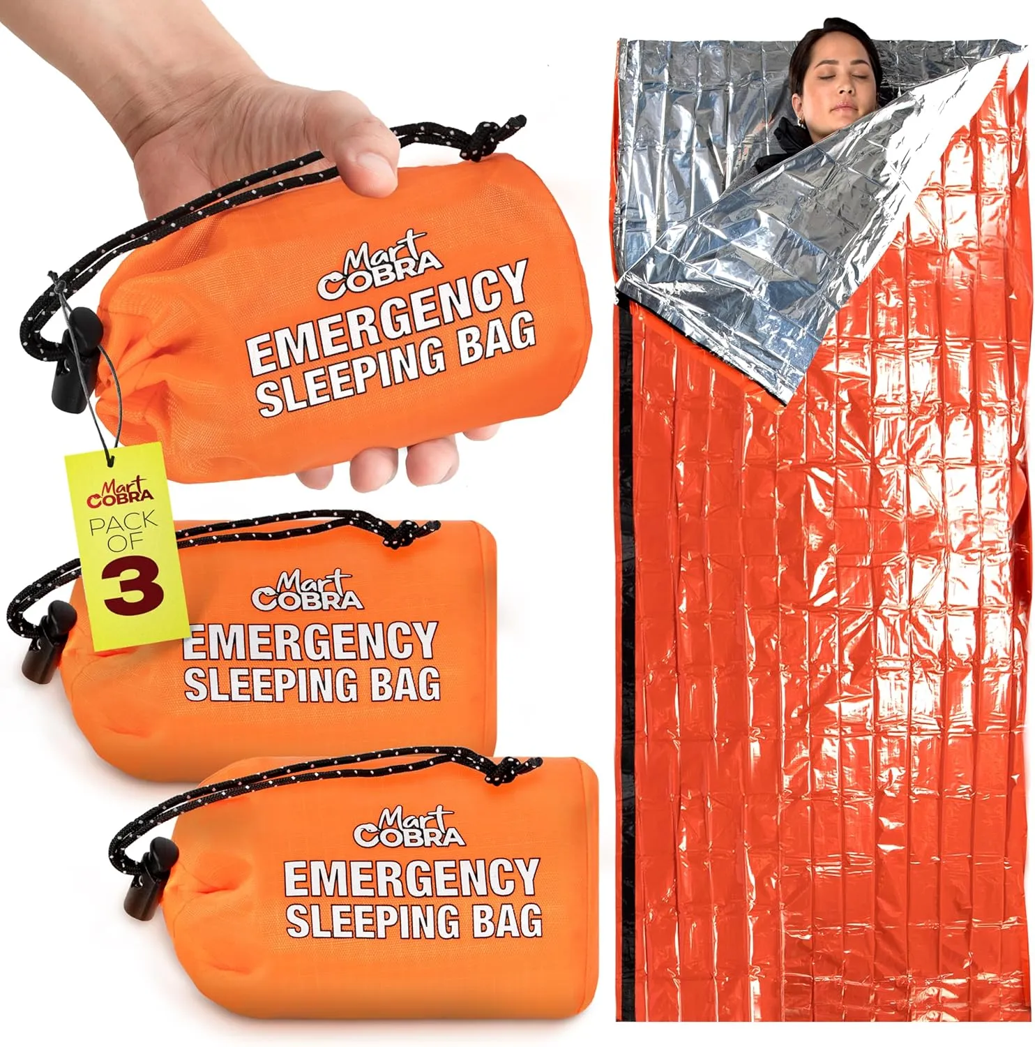 3-Pack Waterproof Emergency Sleeping Bags