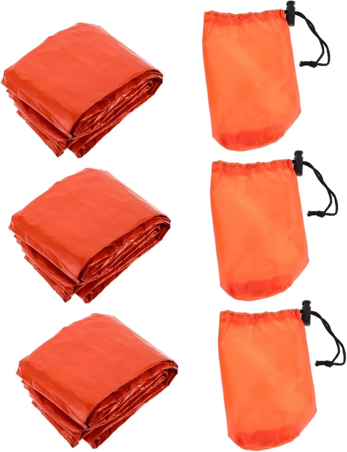 3-pc Lightweight Thermal Sleeping Bag Set Compression Sack Emergency Blanket for Camping Hiking Survival