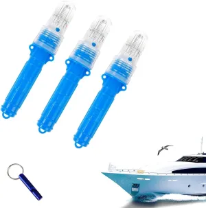 3 Pcs Boat Flares, 2025 Upgraded Auto Marine Flares, Boat Strobe Flare Kit, Waterproof Emergency Signals for Fishing Nets, Life Rafts, Buoys, Boats & Maritime Safety