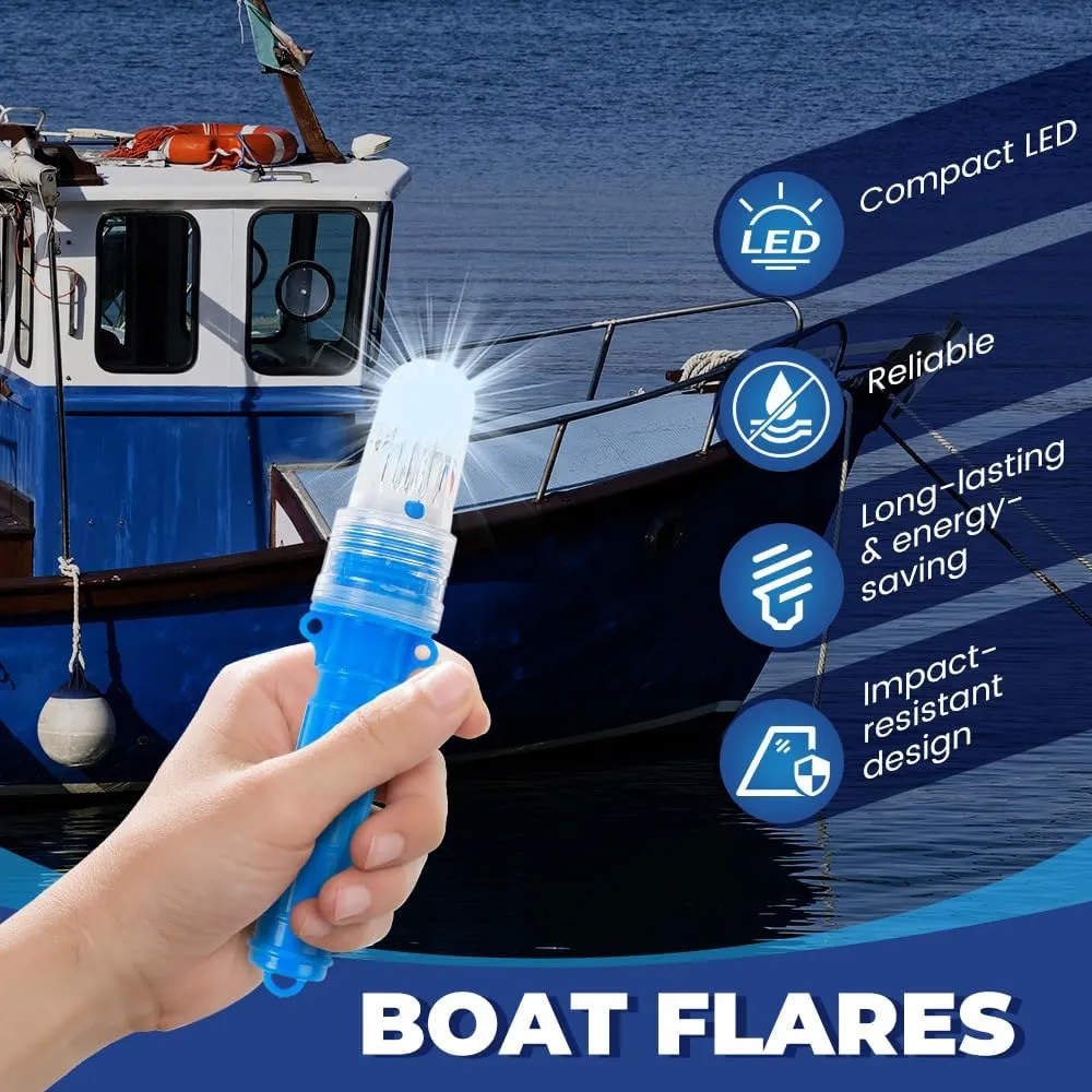 3 PCS Boat Flares for Boating, 2025 Upgrade Boat Flares Coast Guard Approved Marine, Waterproof Emergency Signals for Fishing Nets, Boats Strobe Safety Lights Kit Navigation Lights (Yellow, 3 PCS)