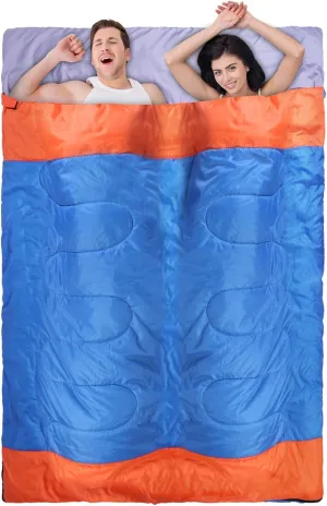 3-Person Family Sleeping Bag - Lightweight Water-Resistant for Camping, Hiking & Indoor Use | 3-Season (Spring/Summer/Fall) with Carry Sack | Fits Adults & Kid