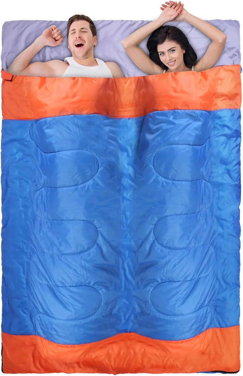 3-Person Family Sleeping Bag - Lightweight Water-Resistant for Camping, Hiking & Indoor Use | 3-Season (Spring/Summer/Fall) with Carry Sack | Fits Adults & Kid
