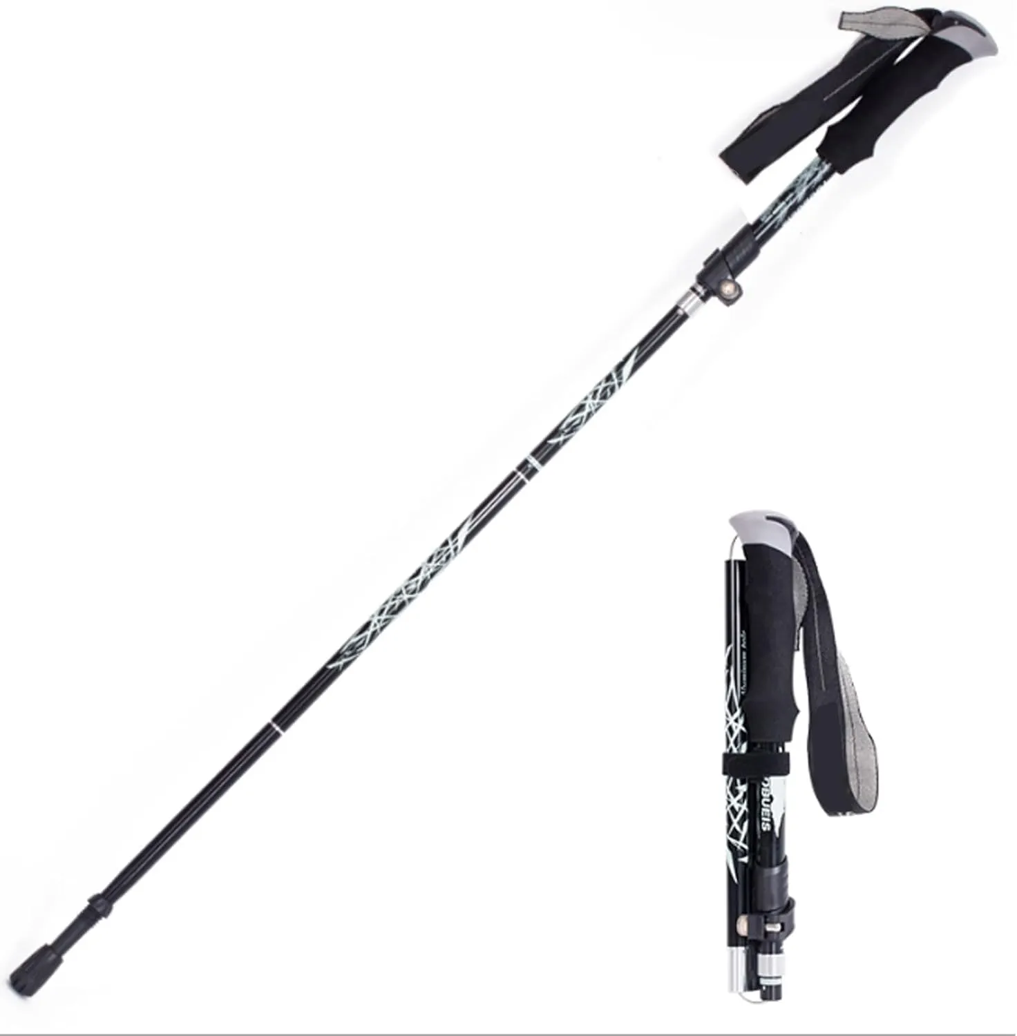 3 Sections Hiking Poles, Aluminum Alloy Trekking Poles, Easy to Carry, Hiking Sticks with Storage Bag for Travel(A)