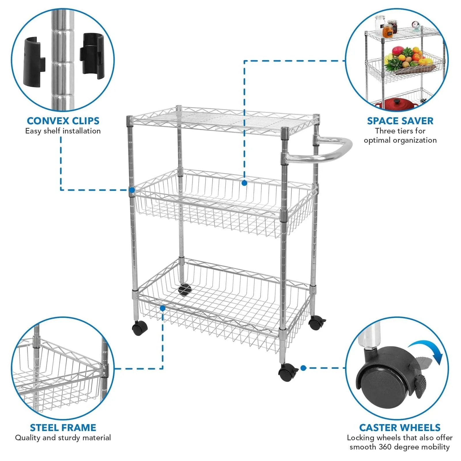 3-Tier Rolling Utility Cart
