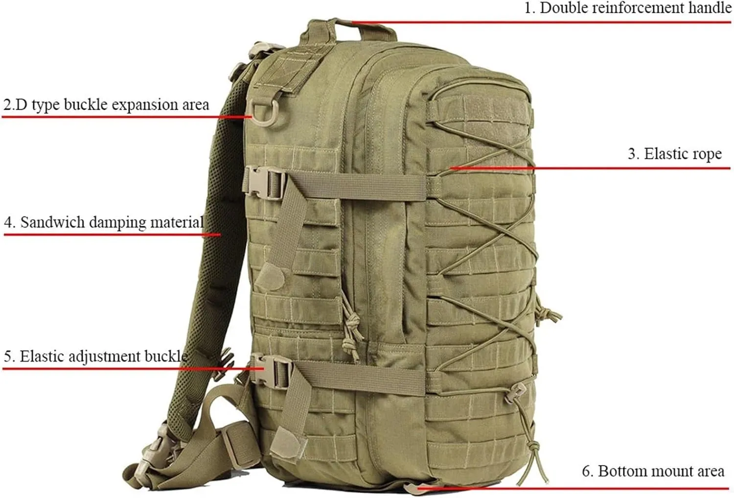 30L 1000D Nylon Waterproof Trekking Fishing Climbing Backpack Outdoor Rucksacks Tactical Sports Camping Hiking Bag(CAMO)