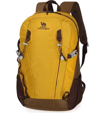 30L Hiking Daypack for Men Women, Large Travel Hiking Backpack with Anti Theft Pocket & Chest Strap, Breathable Waterproof Outdoor Rucking Backpack for Camping, Yellow