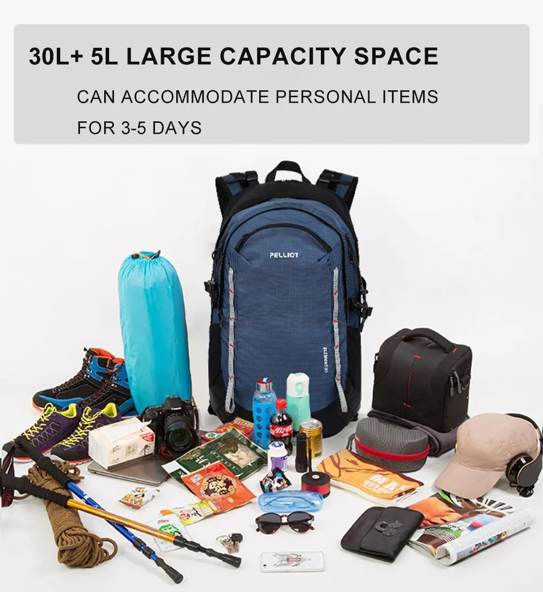 30L Hiking Daypack Waterproof Backpack for Women & Men Hiking Camping Outdoor Travel Day Backpack Pack with Rain Cove,Deep green
