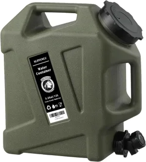 3.2 Gallon Water Jug with Spigot, BPA Free Leak-Proof Camping Water Container, Portable Emergency Water Storage for Outdoor Hiking, Camping, Home Use, Camping Essentials