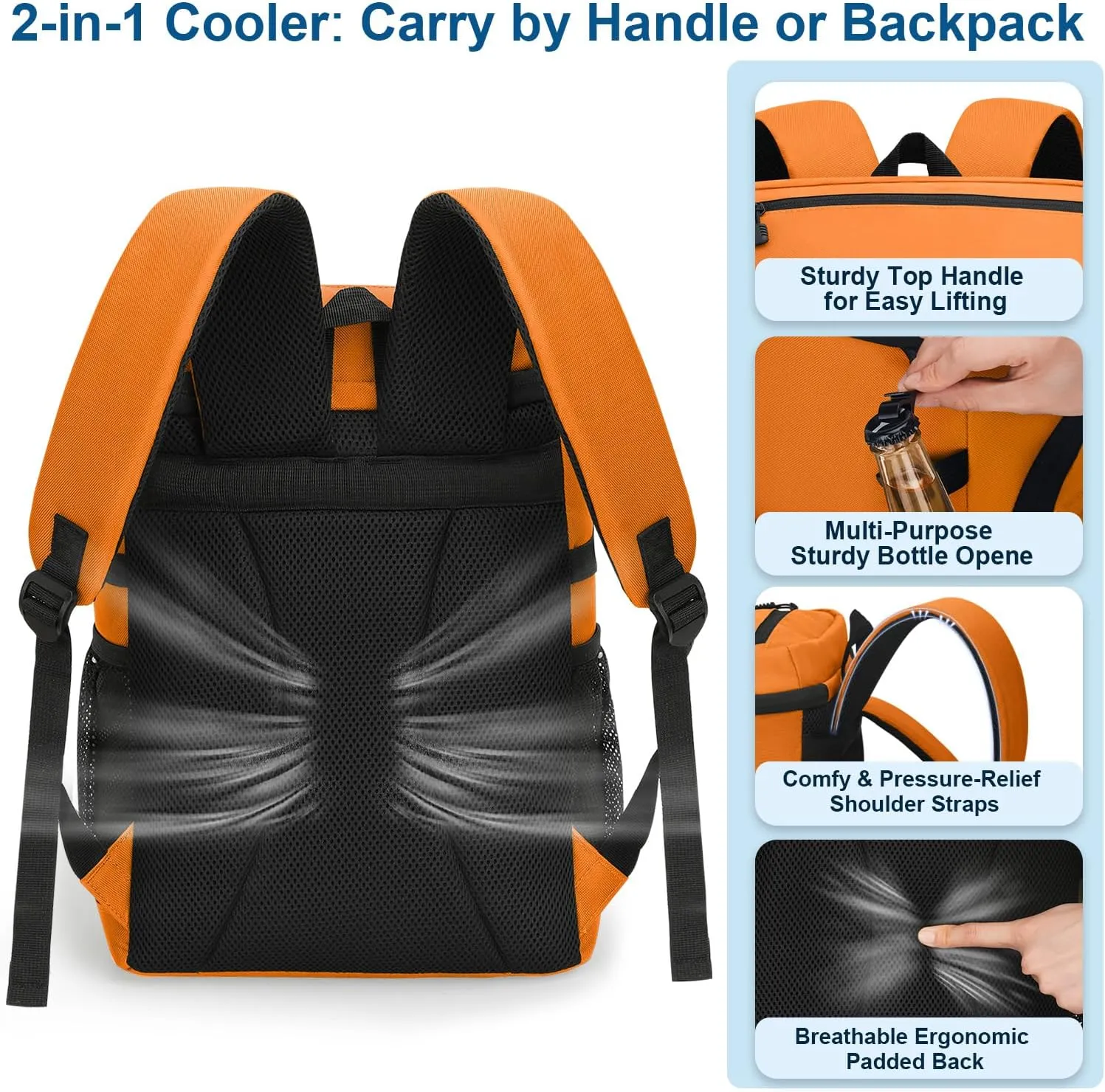 35 Cans Insulated Backpack Cooler for Men, Leak Proof Camping Beach Cooler Backpack Portable Soft Sided Cooler Bag Waterproof Travel Hiking Picnic Fishing Lunch Coolers