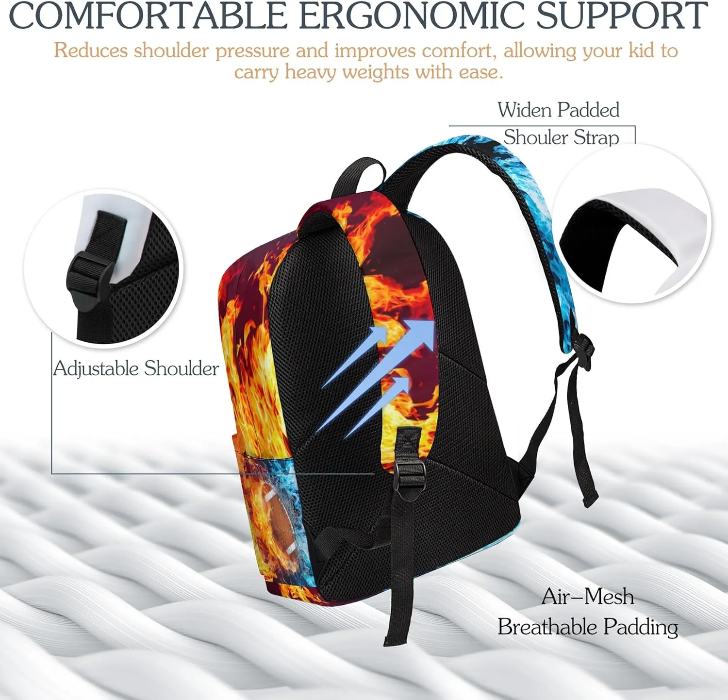 3pcs Backpack for Boys Girls, Backpack Set with Lunch Box Pencil Case for Kids Teen Elementary Middle High School