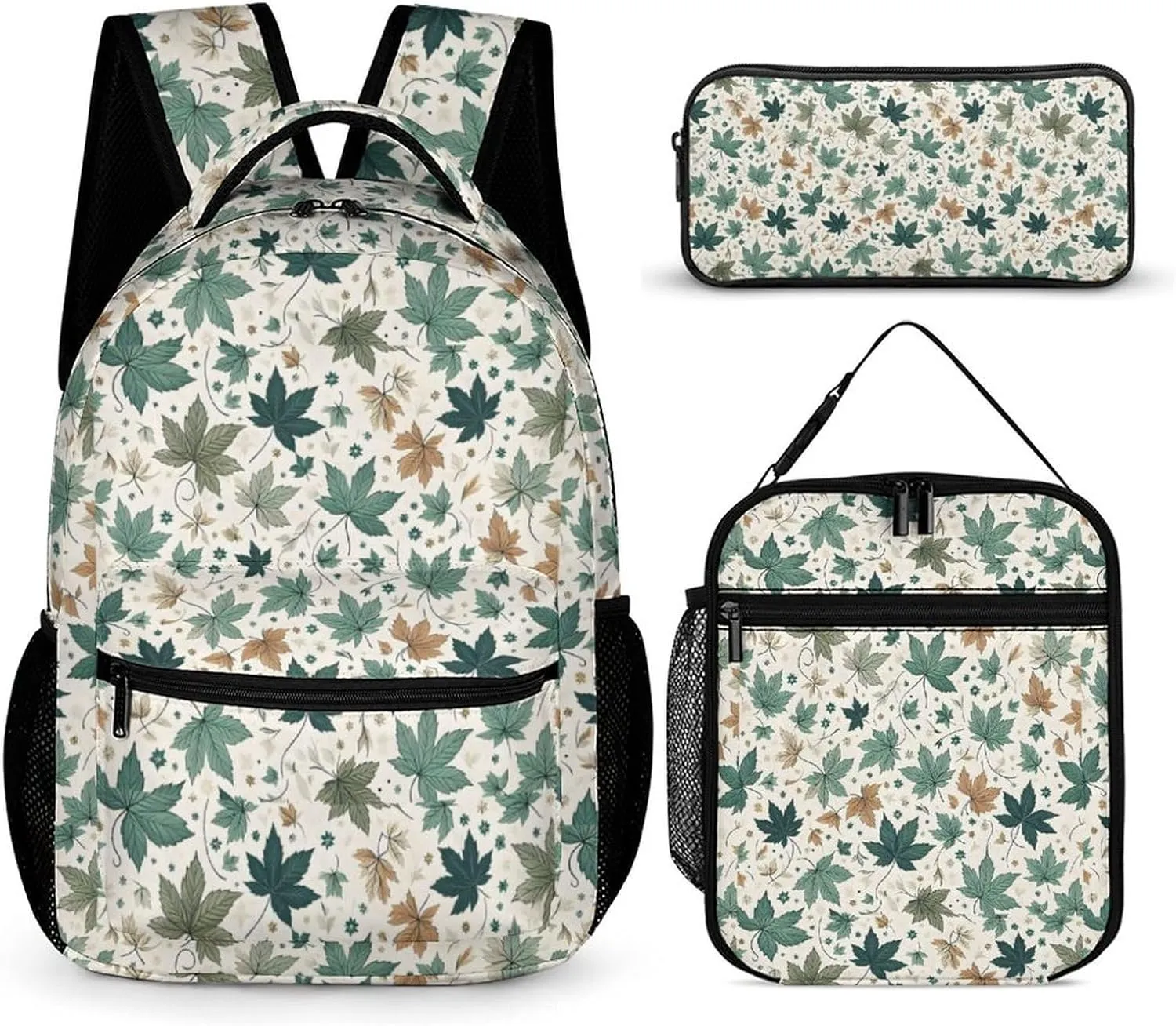 3PCS Backpack with Lunch Box & Pen Case, 16.2 Inch Ergonomic Straps Backpack, Cute College Backpack for Traveling Daypack