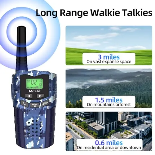 3pcs Rechargeable Kids Camouflage Walkie Talkies - Long Range