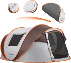 4-6 Persons White Light Orange Pop - Up Boat Tent: Quick Setup & Spacious