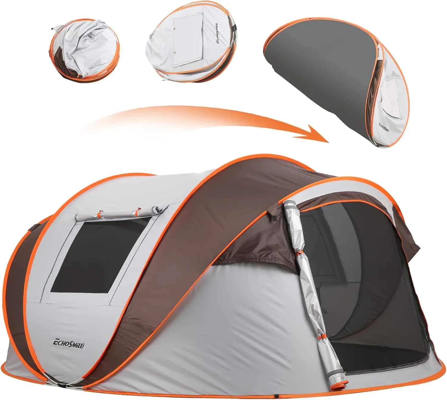 4-6 Persons White Light Orange Pop - Up Boat Tent: Quick Setup & Spacious