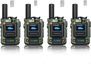 4-Pack Global Walkie Talkie with Sim Cards, Long Range 4G 1000 Mile Rechargeable Two-Way Radios, 3-7 Day Battery, Type-C Fast Charging, PTT Push to Talk Over Cellular Radio Unlimited Range