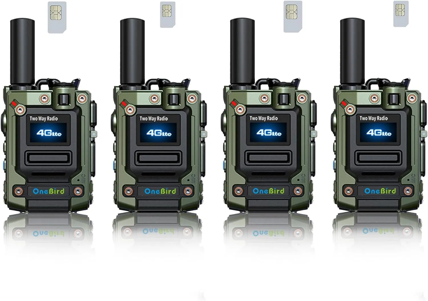4-Pack Global Walkie Talkie with Sim Cards, Long Range 4G 1000 Mile Rechargeable Two-Way Radios, 3-7 Day Battery, Type-C Fast Charging, PTT Push to Talk Over Cellular Radio Unlimited Range