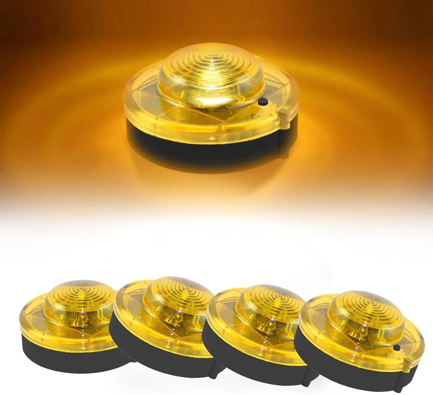 4 Pack LED Emergency Beacon Yellow,Roadside Flare,Magnetic Base,2 Modes Flash and Steady,for Car Emergency Kit or Amish Buggy,RV,Boat,Crush Resistant,Water Resistant