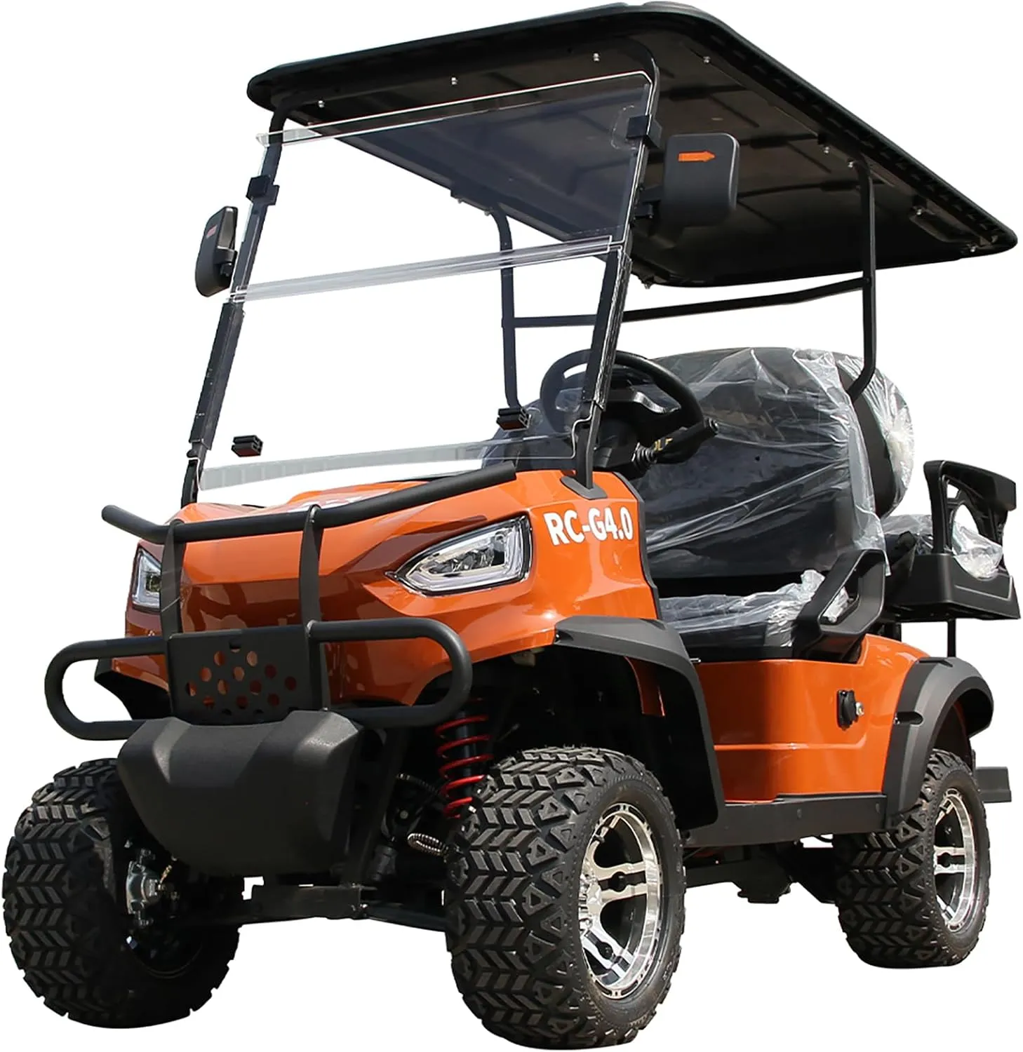 4 Passenger Electric Golf Cart with Battery, Intelligent Charging for 12 Hours Can Travel Up to 50 Miles, Spring Damping, Equipped with Reversing Image, Random Color Delivery, US Inventory