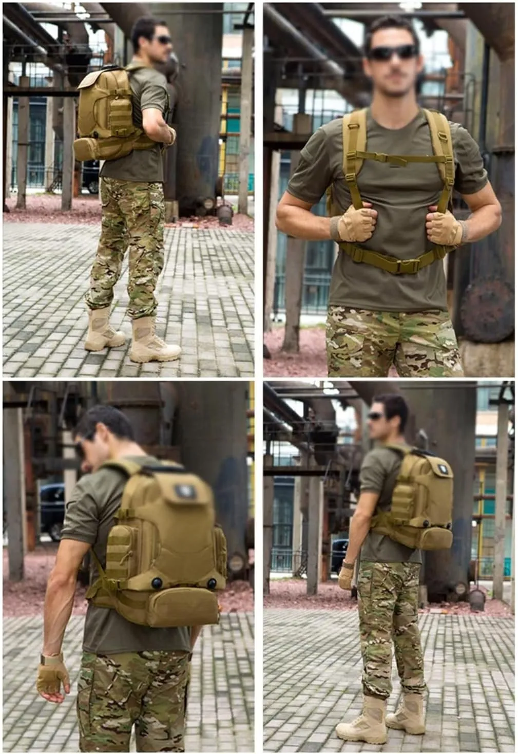 40L Backpack Three-in- Multifunctional Backpack Cycling Mountaineering Bag Travel Hiking Bag(C)