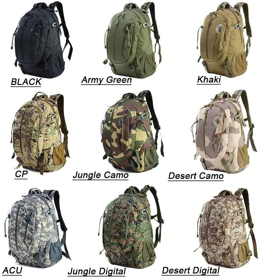 40L Camping Backpack Bag Hiking Climbing Rucksack Waterproof Trekking Camouflage Army Backpak Outdoor Daypack-ACU