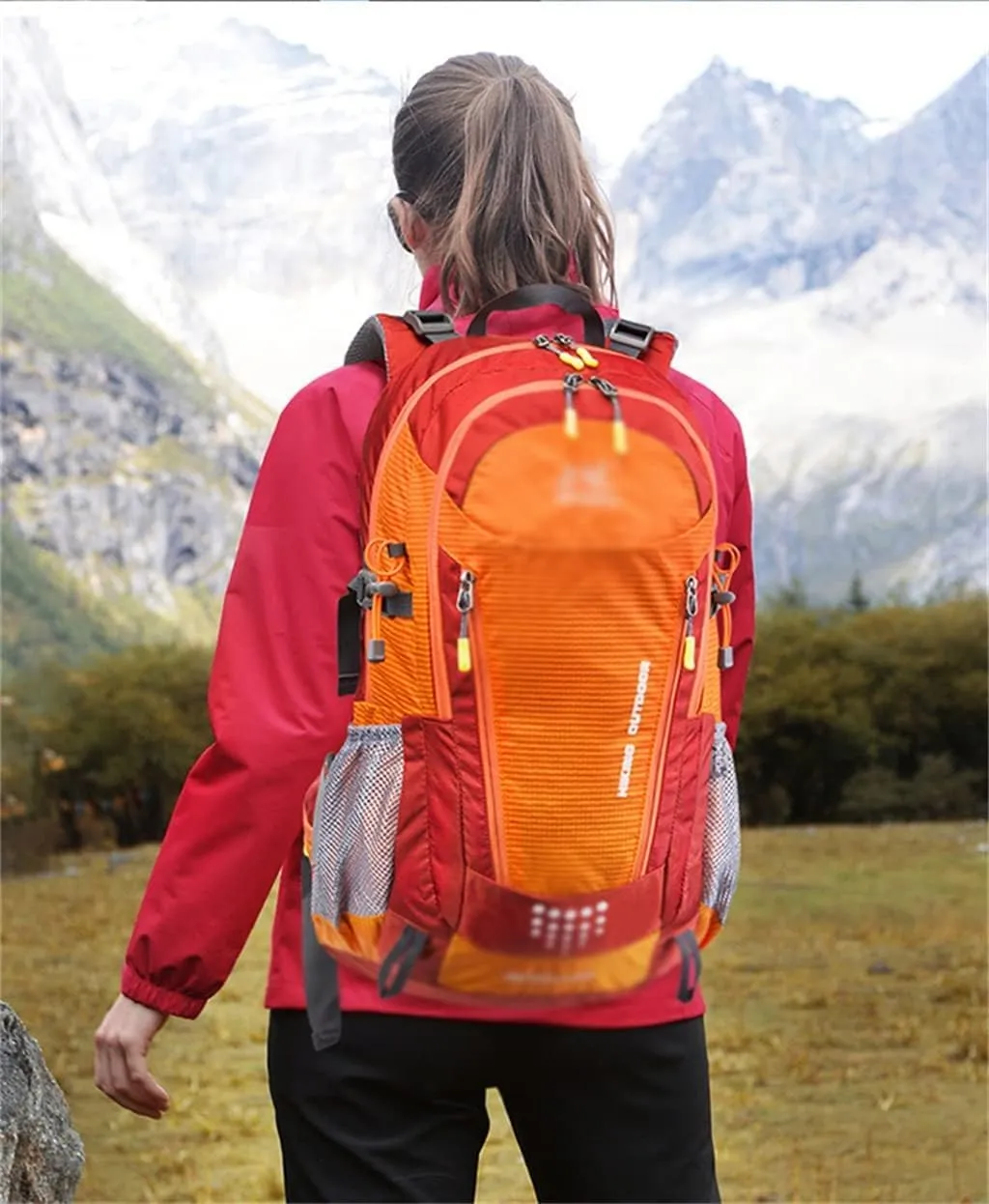 40L Camping Backpack Travel Hiking Backpack Outdoor Bag with Rain Cover(Black)
