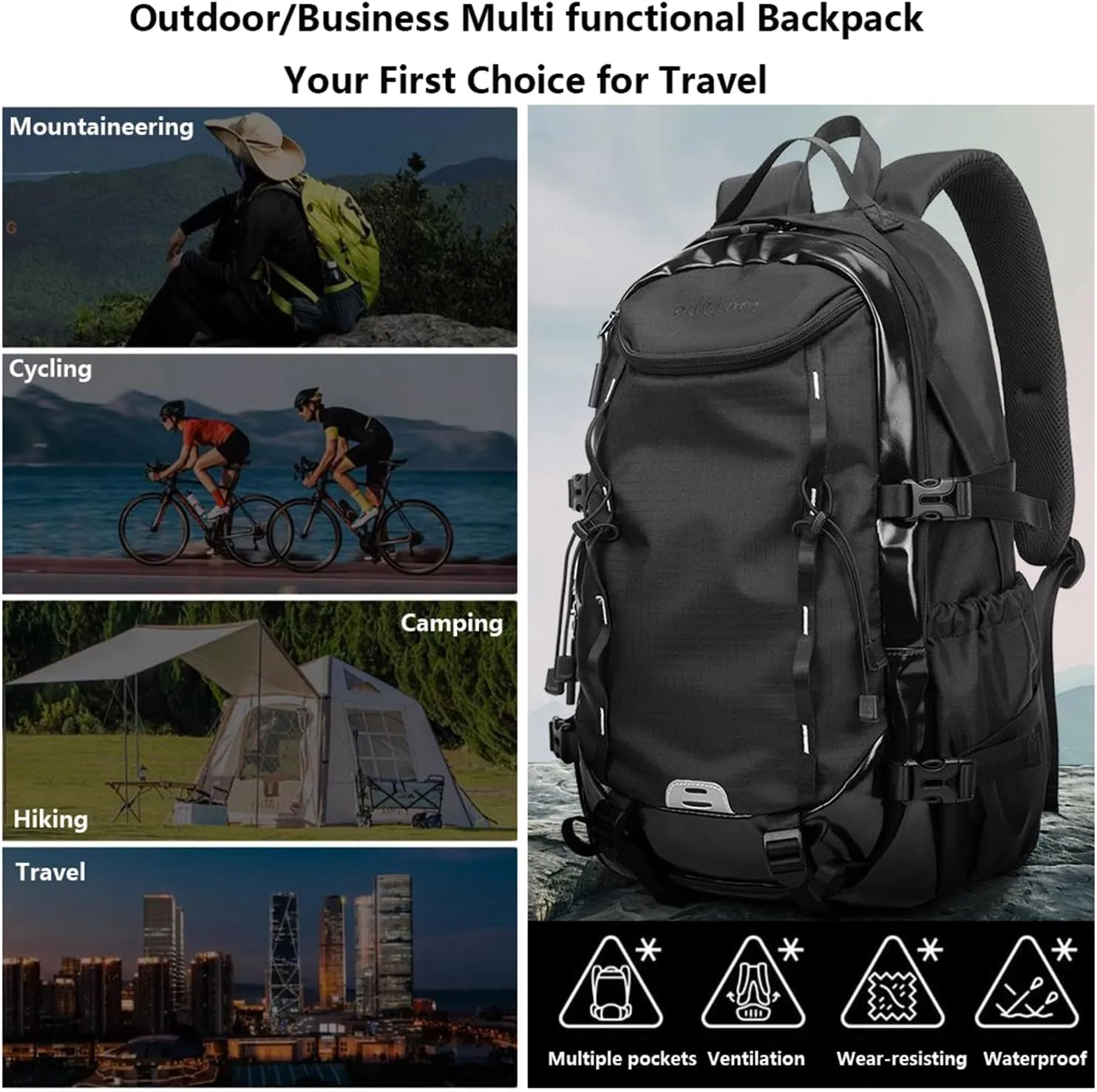 40L Waterproof Lightweight Hiking,camping,travel Backpack for Men/Women (Green,40L)