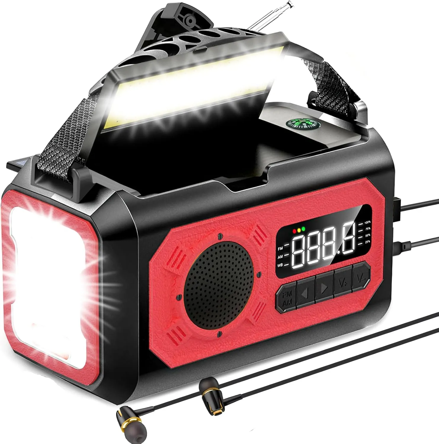 44400mWh/12000mAh Emergency Radio, Hand Crank, Portable Solar Radio AM/FM/NOAA Weather Radio with 2 Solar Panels,3 Charging Methods,SOS Alarm,Flashlight,Phone Charger,Compass,Reading Lamp